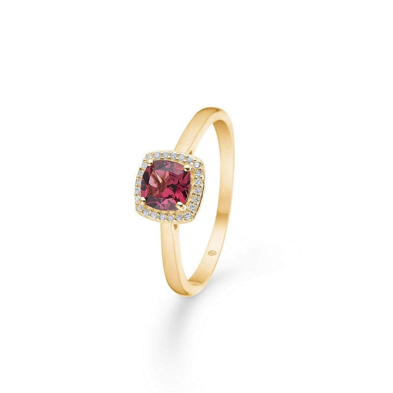 Mona Lisa ring i 14 karat guld med rhodolit og 0,045 ct diamanter fra Mads Z
